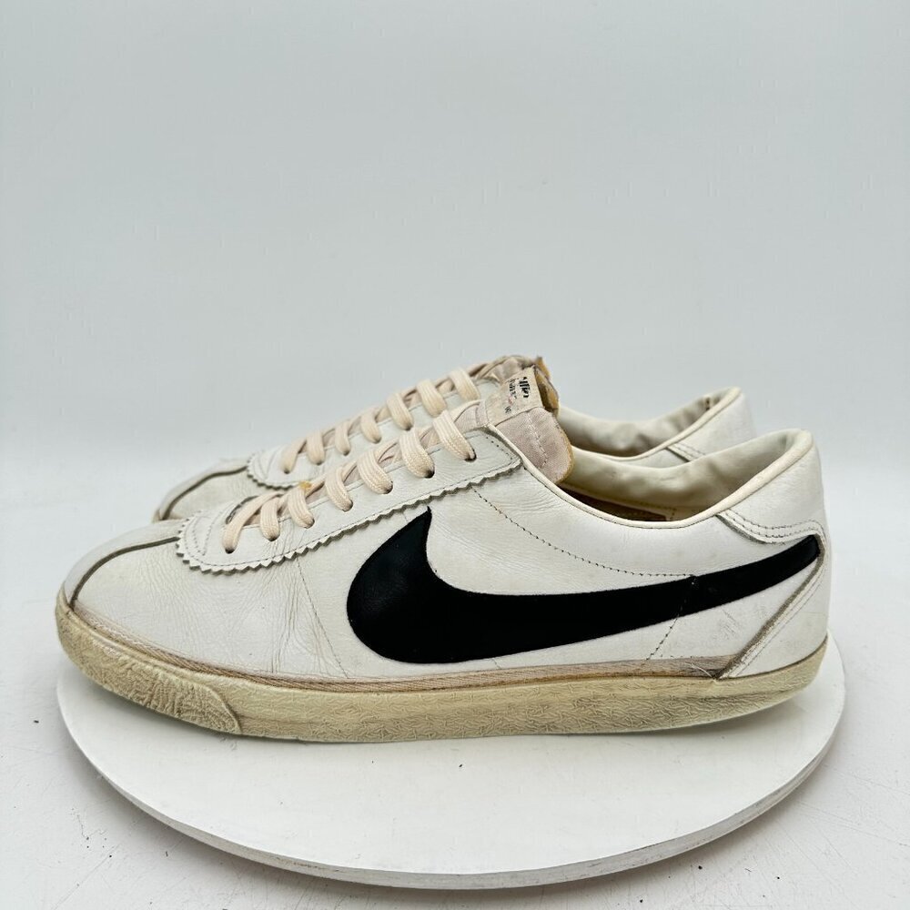Nike Bruin Vintage Men Size 9.5 White Black Leather Low Top Sneakers Korea